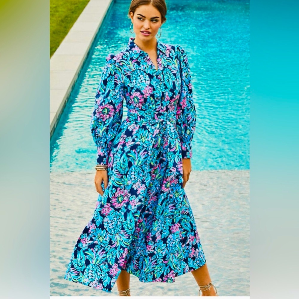 Lilly Pulitzer NWT Mira Stretch Shirtdress Pineapple Paradise $228 Size 00 - Picture 13 of 16